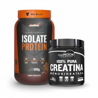 Kit Whey Protein Isolado Zero Lactose New Millen + Creatina Pura 150g DarkMoon em Oferta na Shopee