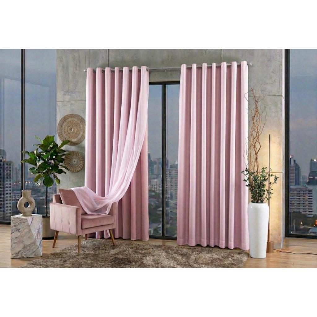 cortina blackout tecido corta luz 4,00 L x 2,30 A blecaute sala e quarto promoção com voal em Oferta na Shopee