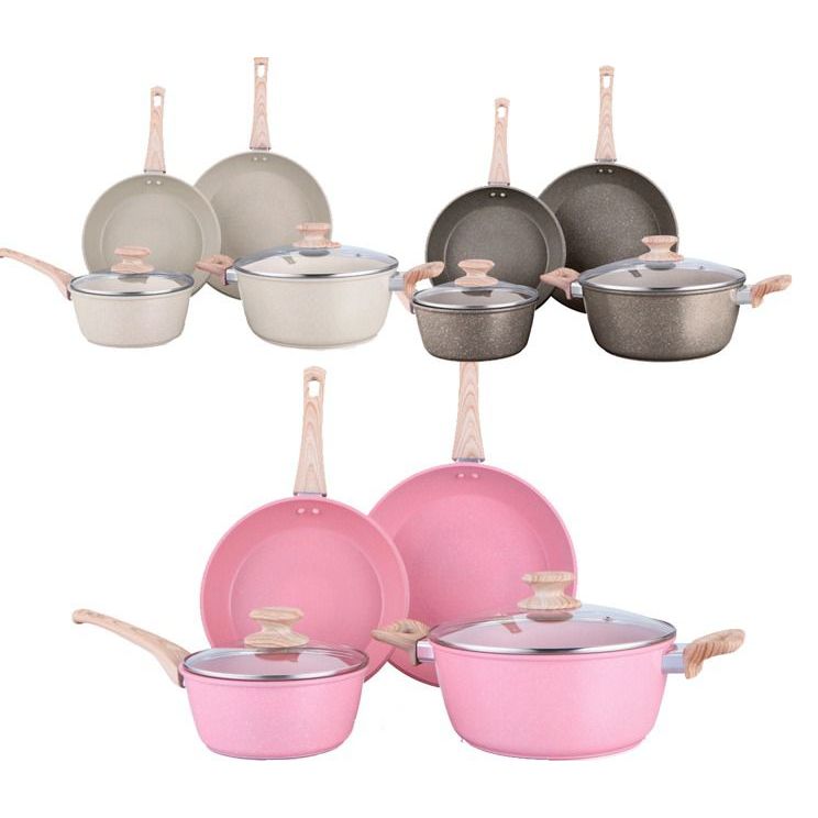 Jogo de Panelas Antiaderente 6 Peças Revestimento Cerâmico 3 Cores Disponíveis Fácil de limpar Top em Oferta na Shopee