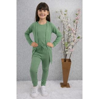 Conjunto LANZINHA 3 Peças Meninas ( Blusinha, Cardigan e Calça ) em Oferta na Shopee