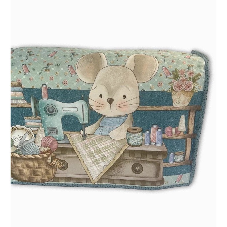 Tecido Digital 100% algodão - Painel Capa de máquina de costura Unindo Pedacinhos