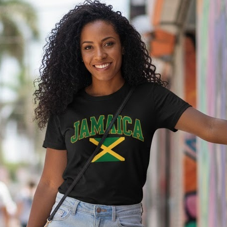 Camiseta Jamaica Feminina Estampada Camisa Casual Importada Blusa Gringa Básica Algodão País