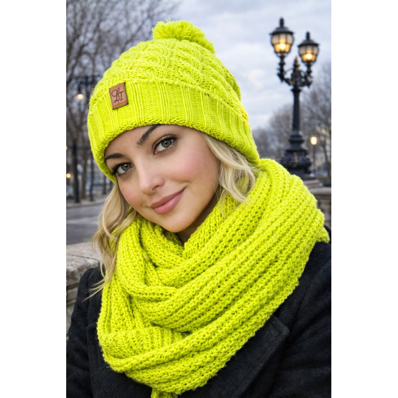 Conjunto Gorro Touca + Gola Cachecol Infinito Tricot Lã  Macio Tendência Inverno Moda POMPOM em Oferta na Shopee