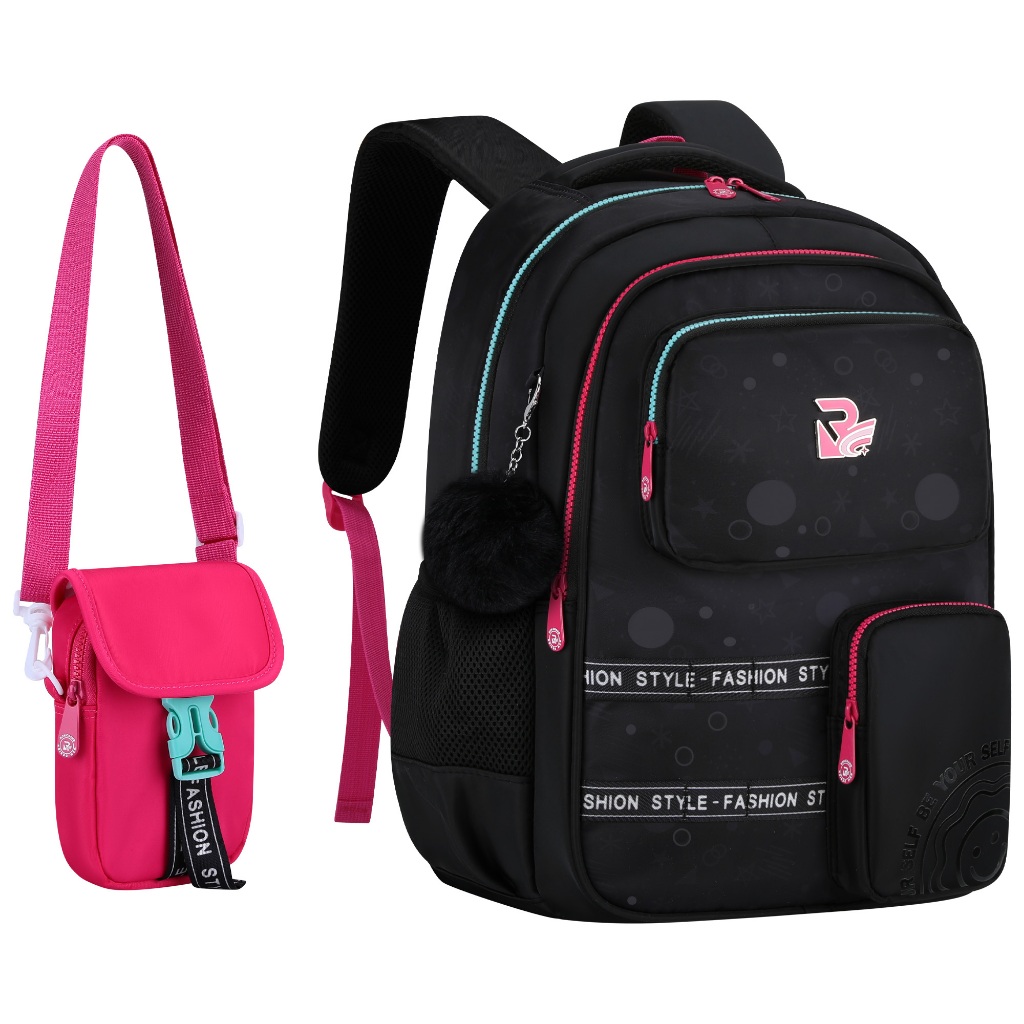 Mochila Escolar Infantil Feminina com Bolsinha Removível, Mochila Fofa Colorida Impermeável para Meninas Escola Resisten