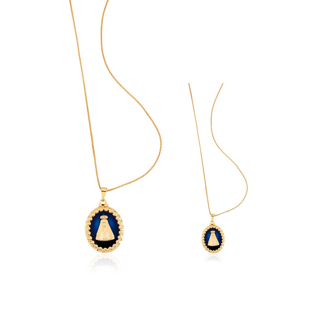 Colar com Pingente Nossa Senhora Aparecida Folheado a ouro 18k
