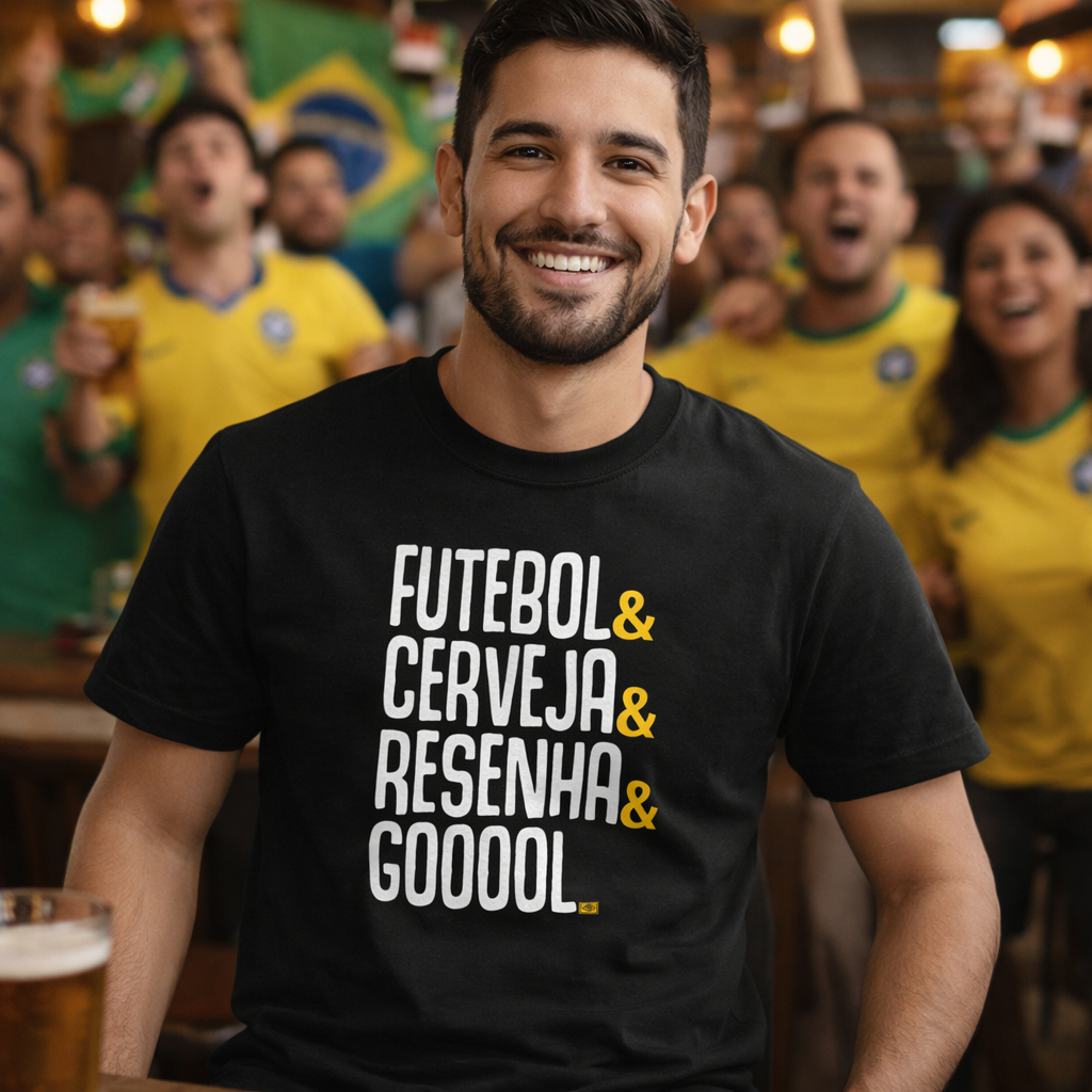 Camisa Futebol, Cerveja,Resenha e Gool Camiseta Unissex Estampada Torcedor