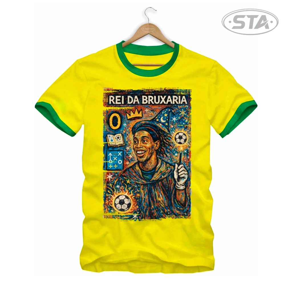 Camiseta Rei Da Bruxaria Oversized Futebol Bruxo Brasil Copa Do Mundo 100% Algodão Premium