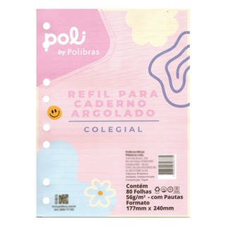 Refil Caderno Argolado Colegial B5 POLIBRAS 80 folhas 56g/m² em Oferta na Shopee