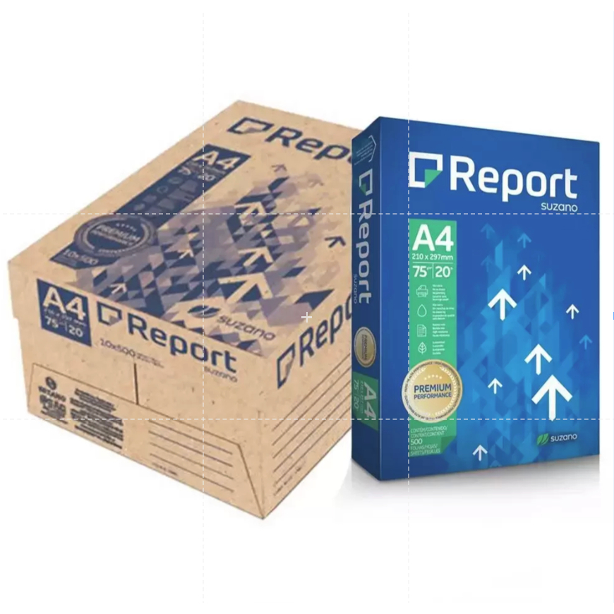 Kit com 5 Pacotes Papel Sulfite Report A4 210x297 mm 75g Branco Pacote com 500 Folhas — imagem 2 de 2