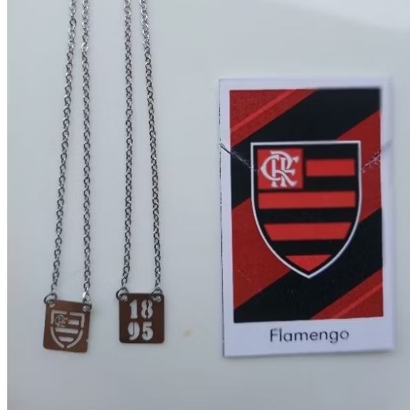 Cordão Colar Escapulário Flamengo Em Aço Inoxidável, Masculino Feminino Unisex