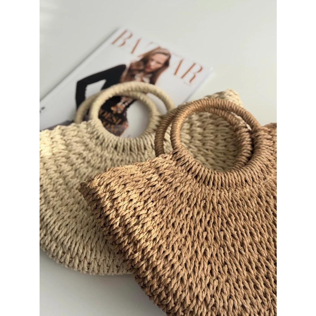 Bolsas Feminina De Mão Bolsa De Palha Com Alça Praia Meia Lua Pequena