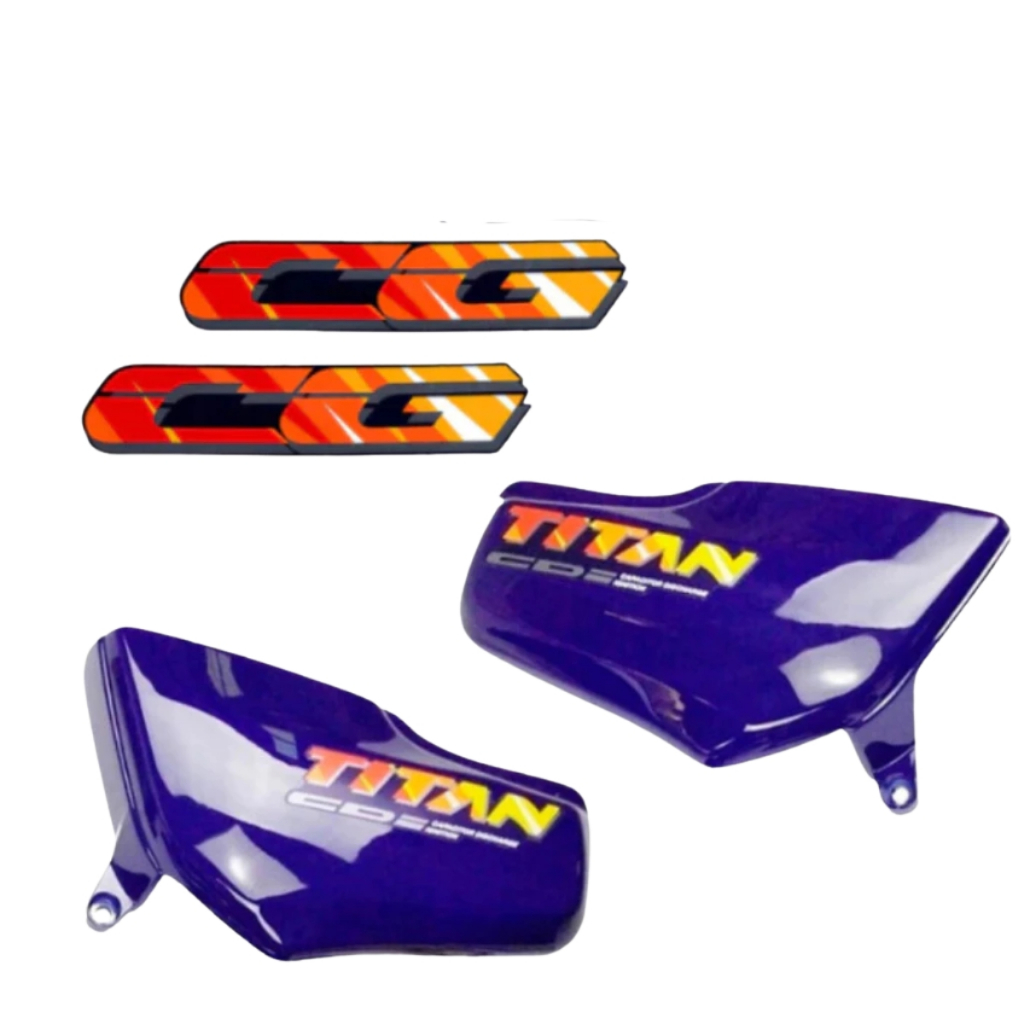 Tampa Lateral Titan 125 Azul 95 96 97 98 99 (Par) + Adesivos em Oferta na Shopee