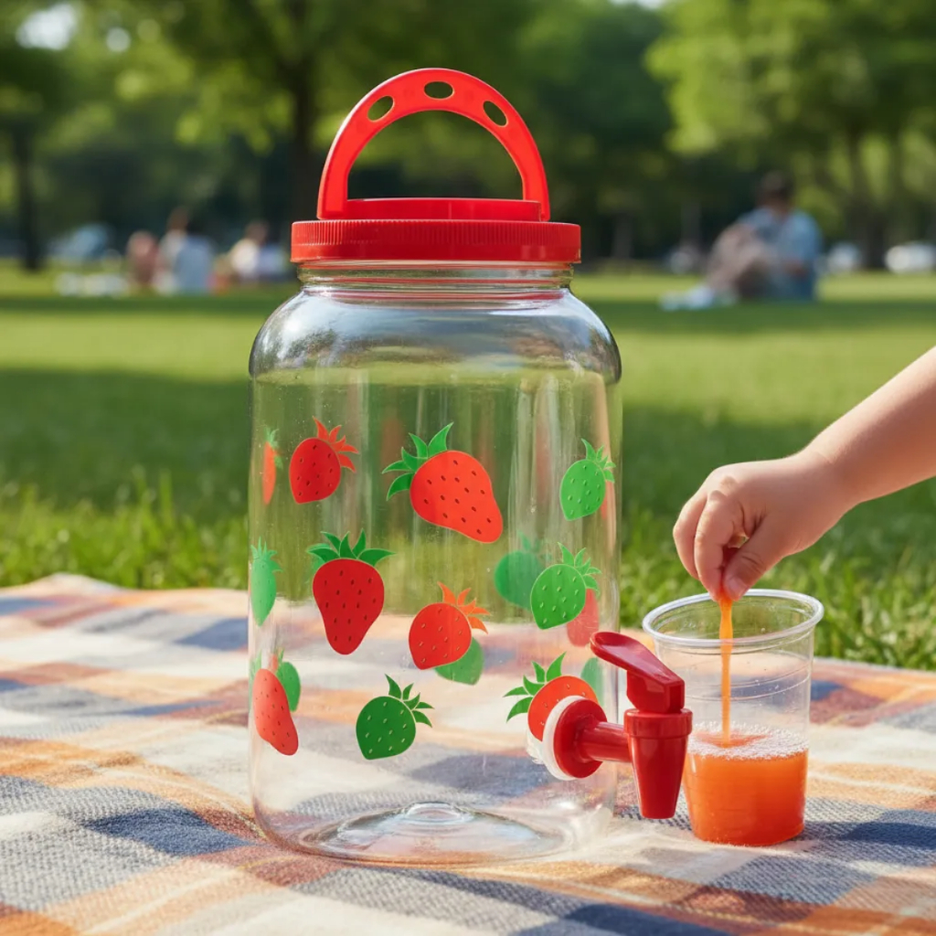 Suqueira Plástica Com Tampa Alça E Torneira 3,6L Decoração Festa Suco Água Saborizada Refrigerante
