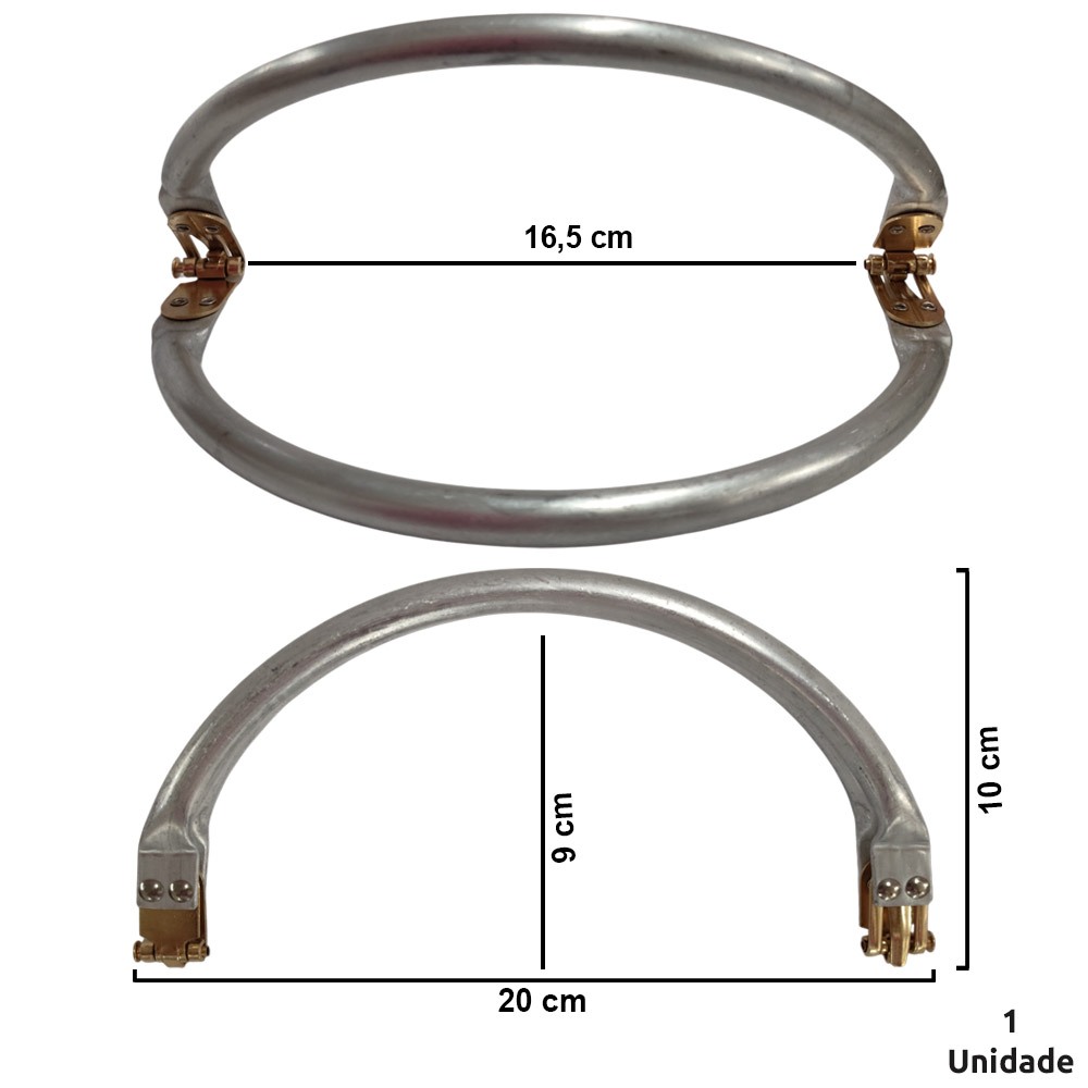 Fecho tubular ou boca de lobo oval de 20x9cm para bolsa de crochê e tricô dvp89-0290-45