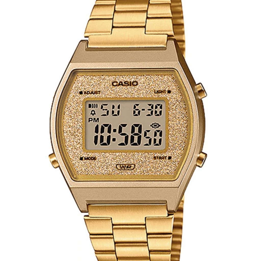Relógio Casio Feminino Vintage Dourado Gliter B640Wgg-9Df