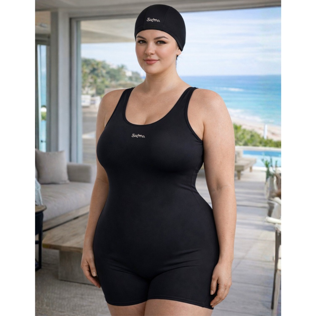 Conjunto Natação Touca Tampa Orelha Maio Plus Size Bicolor Kit Maio Plus Size Bicolor Hidroginástica Touca Lisa Natação