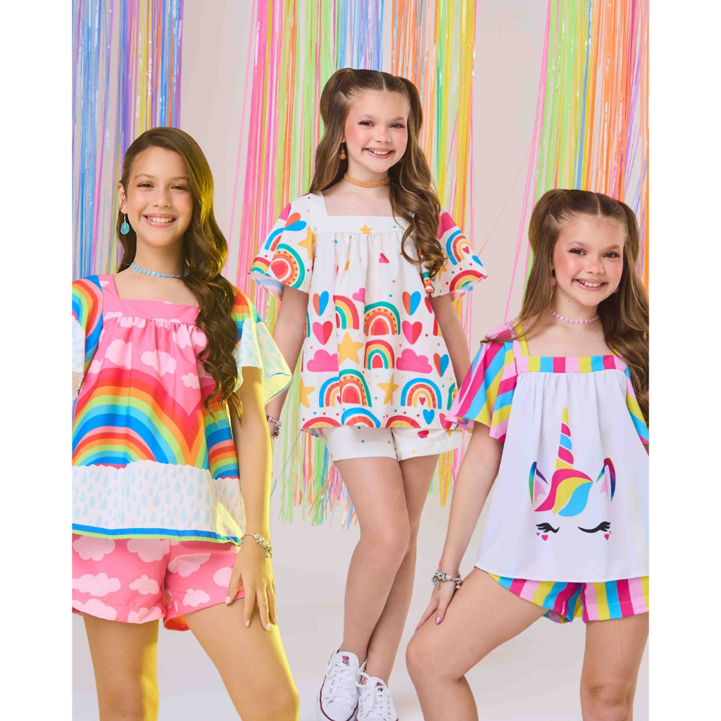 Combinadinho Bianca Estampado Infantil Juvenil, Roupa Menina tam., 6, 8, 10, 12, 14, 16 em Oferta na Shopee