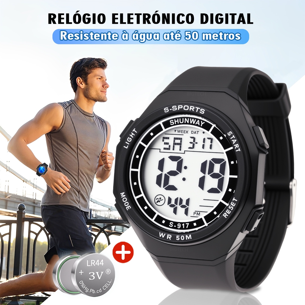 Relógio Masculino Esportivo Digital A Prova D’água Display Duplo Luminoso Original