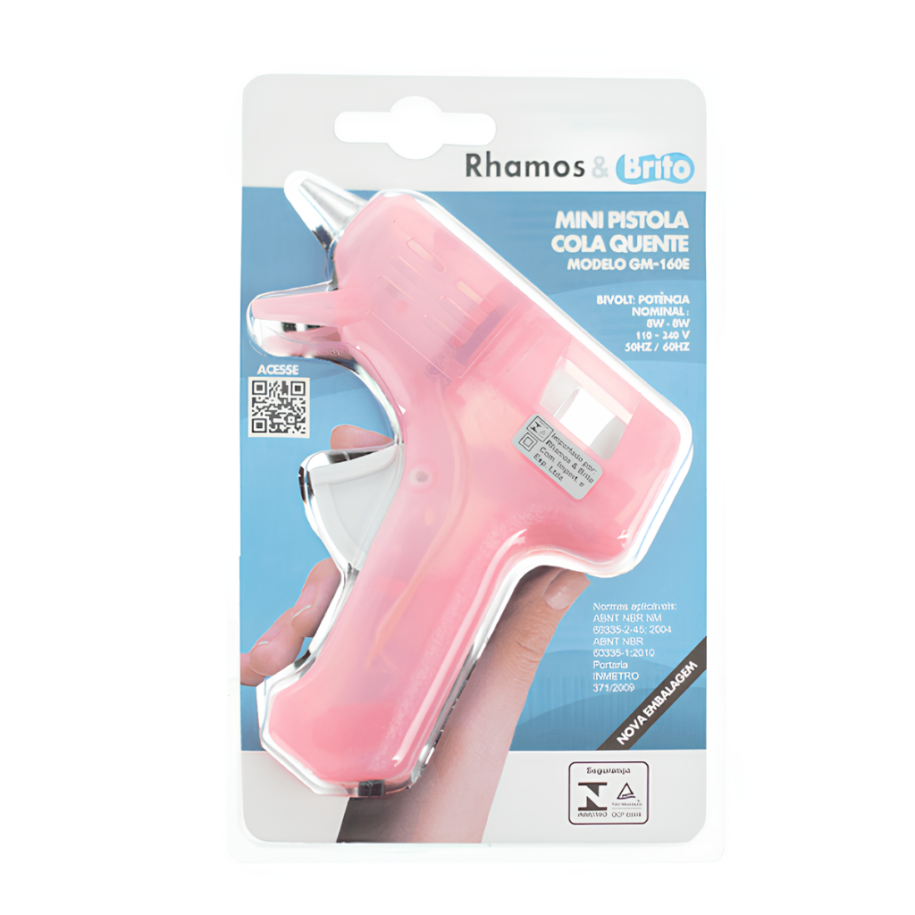 Mini Aplicador de Cola Quente GM160E Rosa
