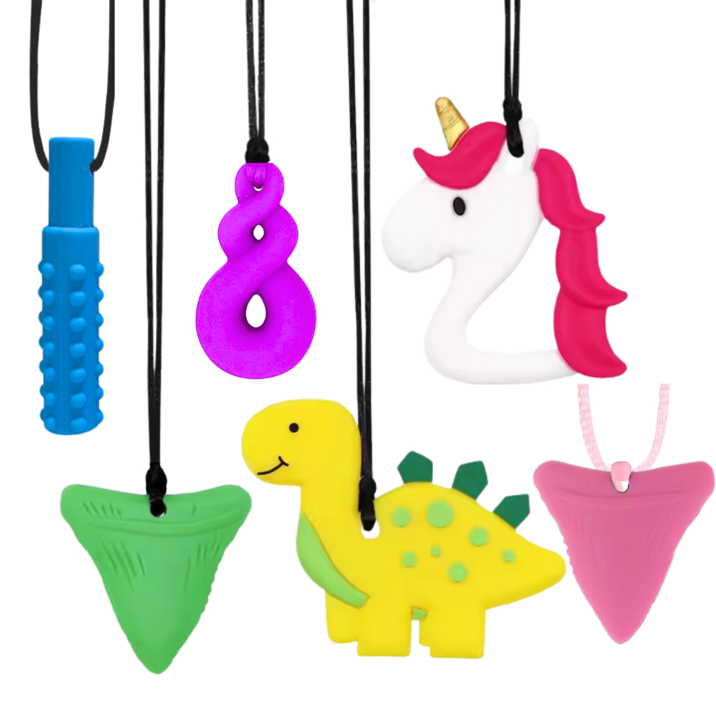 Colar Mordedor Autismo Tdah Alívio Stress 3 Und Sensorial Infantil em Oferta na Shopee