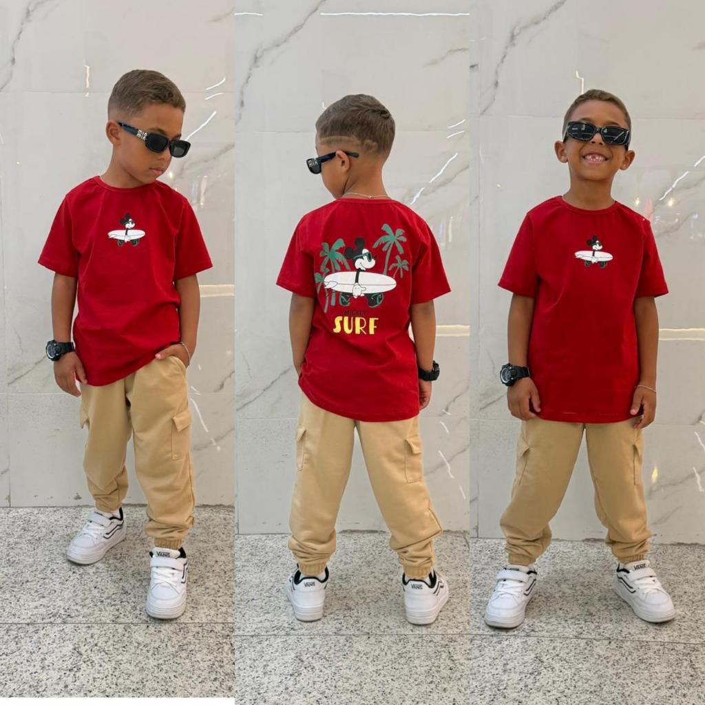 Conjunto Infantil Menino Camiseta Personagem + Calça Cargo