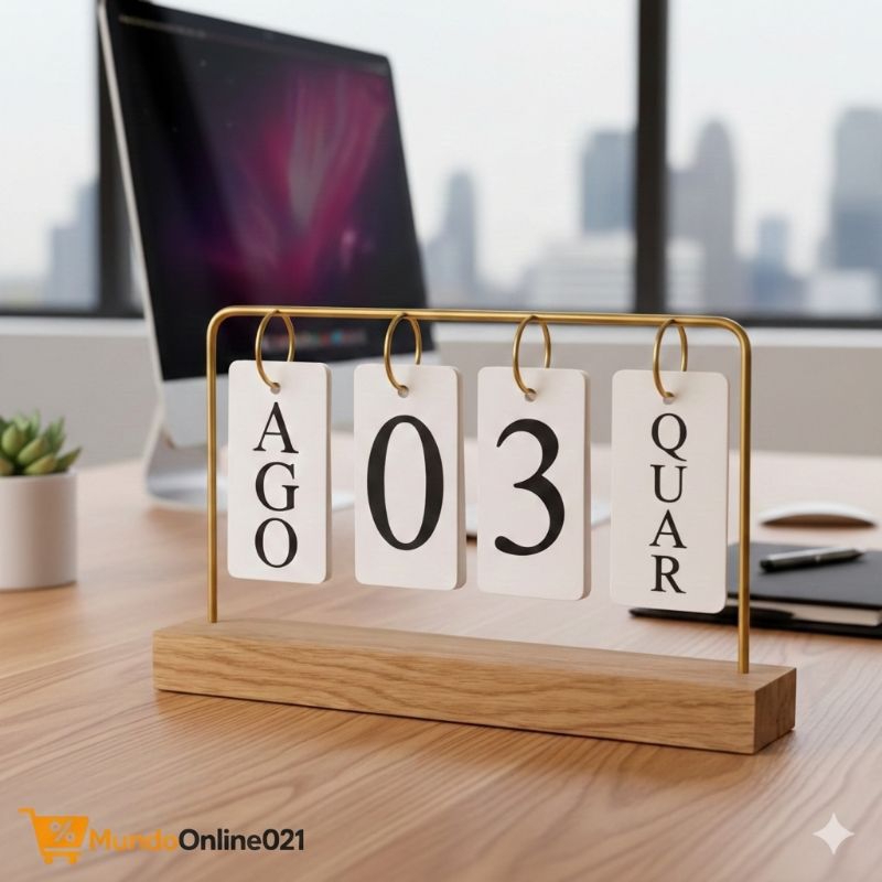 Calendário de Mesa Decorativo com Plaquinhas Home Office Preto/Dourado/ROSE Permanente Escritório em Oferta na Shopee