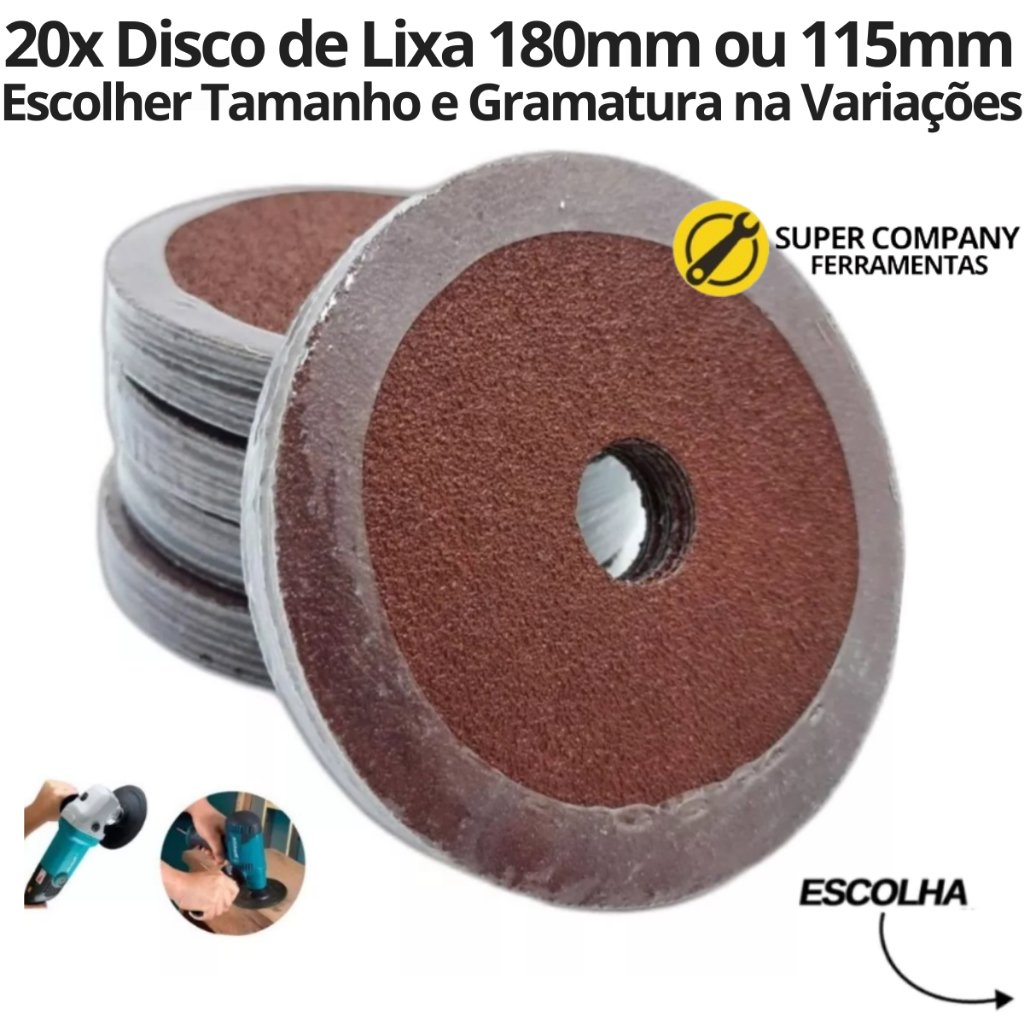 20x Disco De Lixa 180mm (7'') ou 115mm (4.1/2'') Madeira Metal Ferro - Escolher Tamanho e Grãos ao Lado na Variações