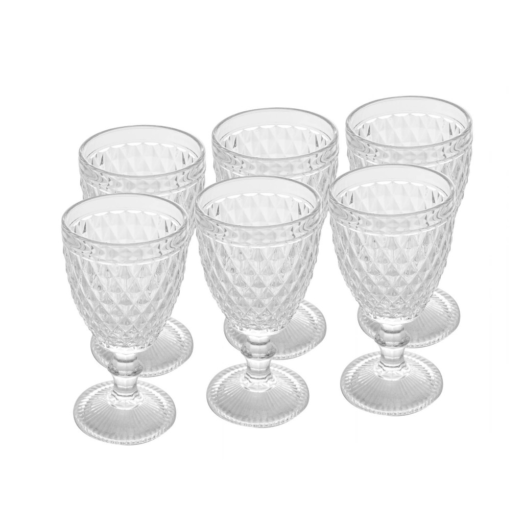 Jogo Taças 6 Peças Bico De Abacaxi Suco Refresco Transparente 325ml Lyor