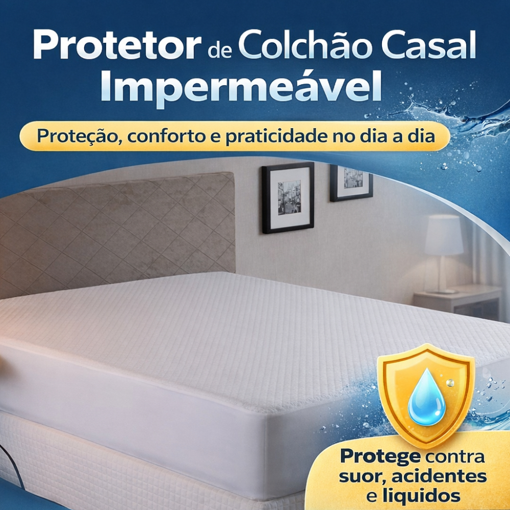 Capa de Colchão Impermeável Casal Branco Matelado Protetor Box Com Elástico em Oferta na Shopee