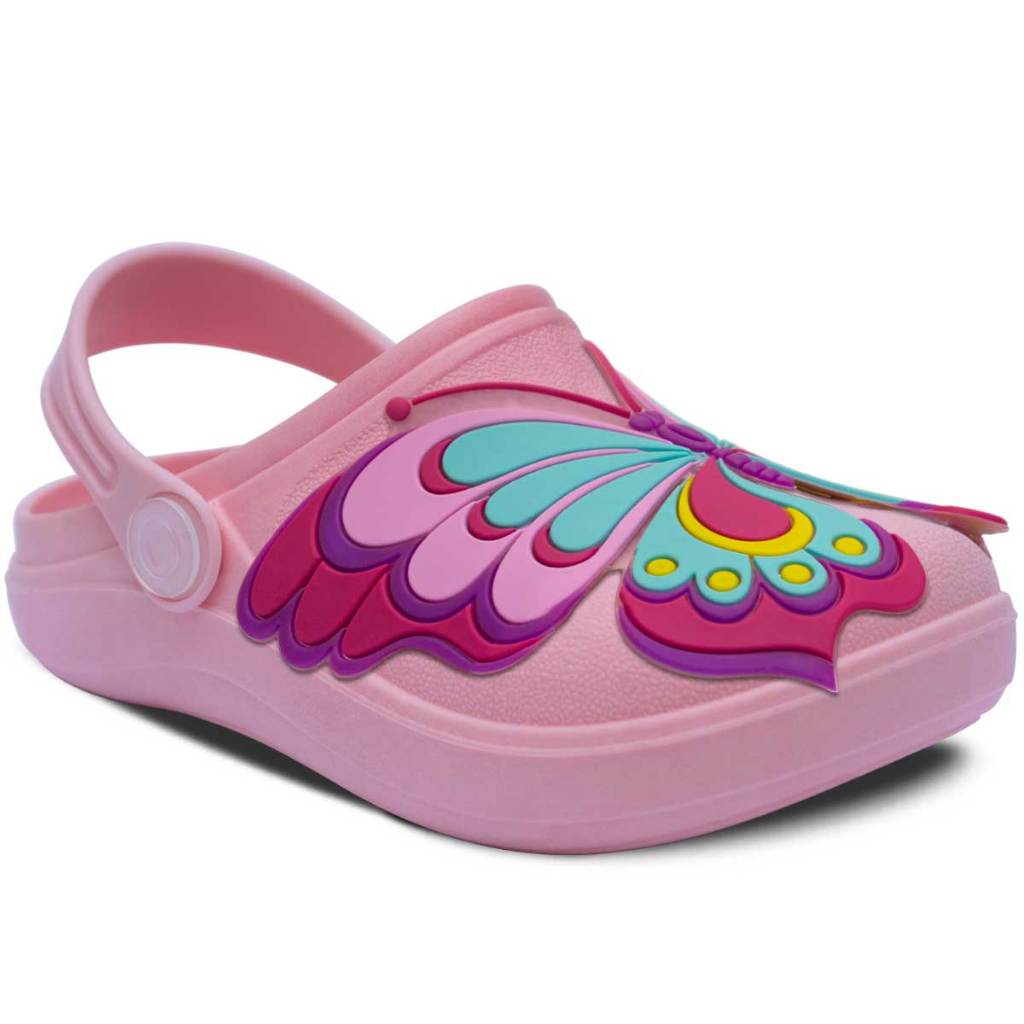 Babuche Feminino Borboleta Nº 27 ao 36 Chinelo Sandália Infantil Menina Calce Fácil 12.101