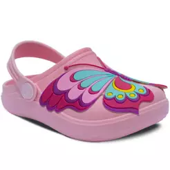 Babuche Feminino Borboleta Nº 27 ao 36 Chinelo Sandália Infantil Menina Calce Fácil 12.101