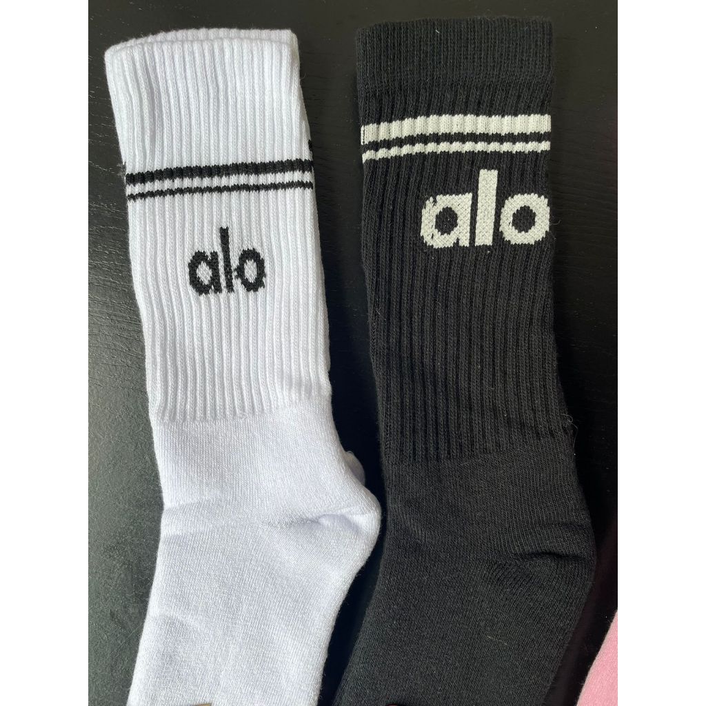 kit Meia Alo Sport 100% Algodão Unissex Preta Branca em Oferta na Shopee