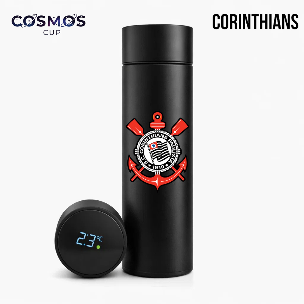 Garrafa Térmica de Aço Inoxidável Futebol Corinthians com medidor de LED Digital 500ml em Oferta na Shopee