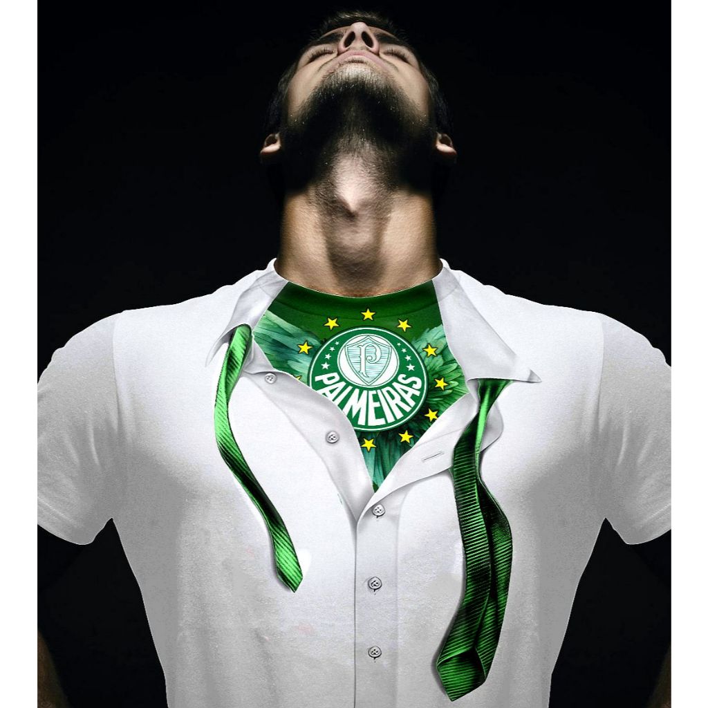 Camiseta Poliéster Time Palmeiras Camisa do Verdão Blusa Vai Porco Time de Futebol Segunda Pele