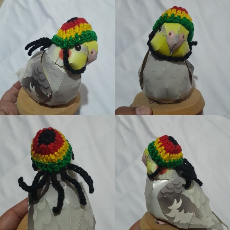 Gorrinho reggae calopsita bob marley pet mini artesanal croche