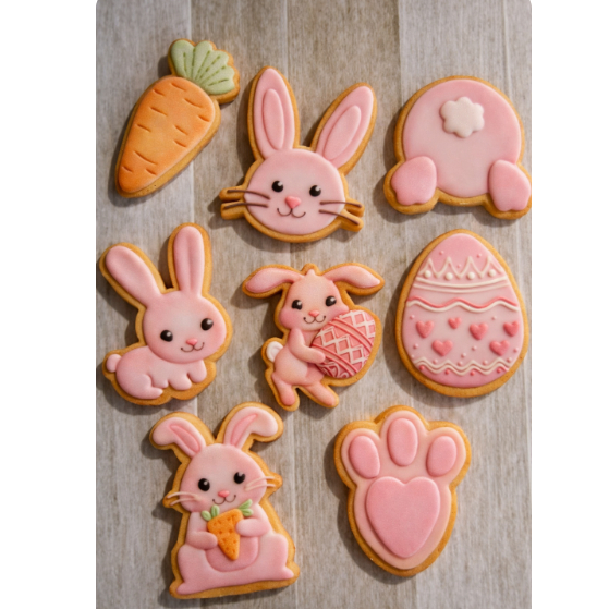 Kit 8 Cortador Marcador Biscoito Páscoa Coelho, Cenoura e Ovo com puxador em Oferta na Shopee