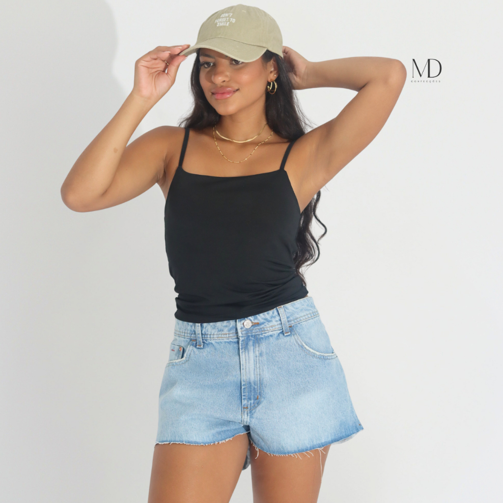 Cropped Feminino Blusinha Regata Suplex Forro Duplo Alcinha Fina Básico