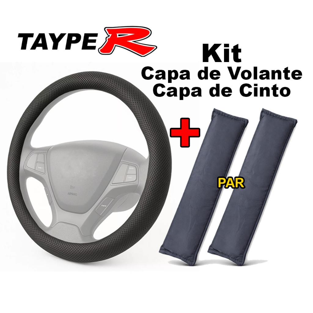 Kit Capa de Volante + Capa de Cinto Segurança Universal Qualidade Tayper Acessorio Carro