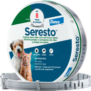 Coleira Antipulgas e Carrapatos Elanco Seresto para Cães e Gatos até 8 Kg em Oferta na Shopee