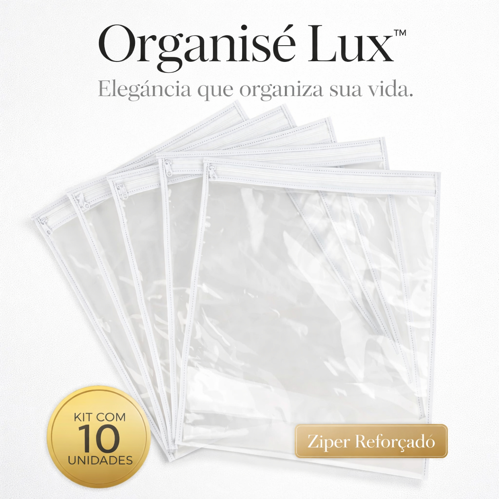 Organisé Lux  Kit com 10 Saquinhos Organizadores Transparentes Premium Multiuso