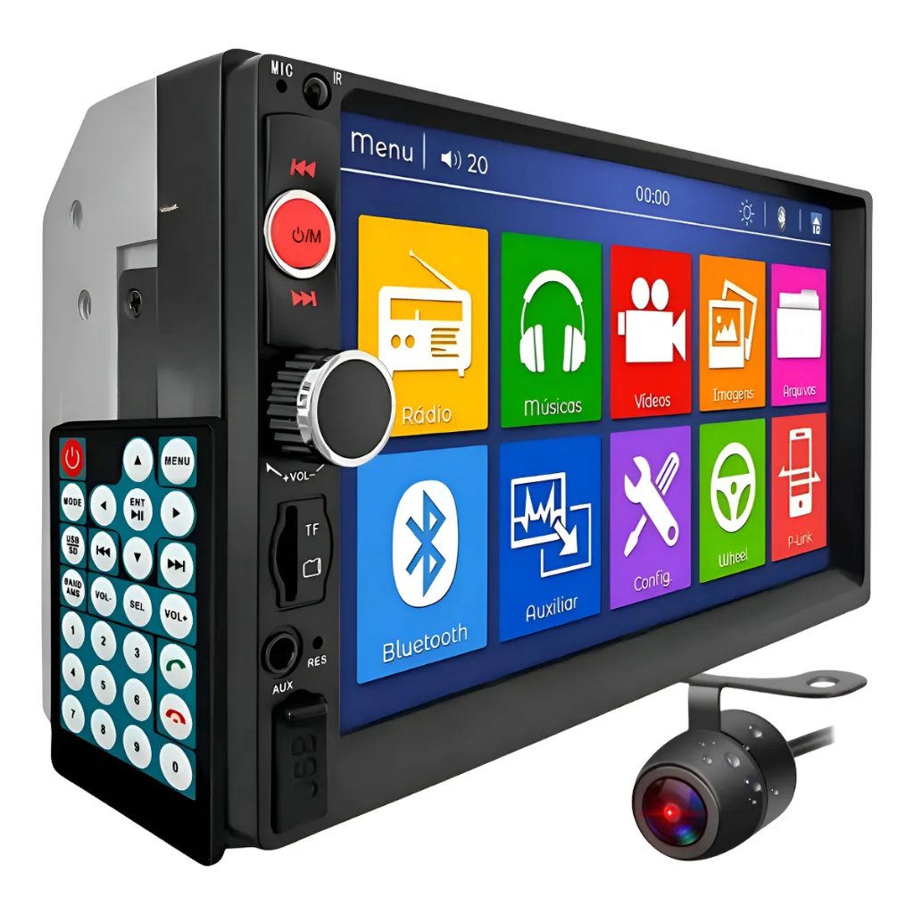 Kit Central Multimídia Dvd 2 Din Universal Mp5 Câmera De Ré Black Lançamento