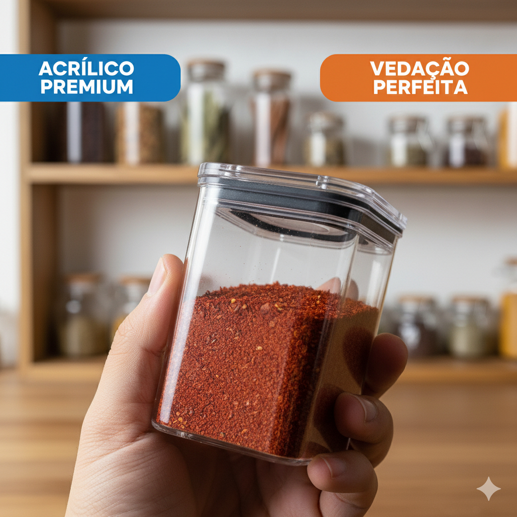 Pote Hermético Acrílico Premium 200 ml com Vedação Para Temperos e Condimentos em Oferta na Shopee