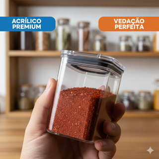 Pote Hermético Acrílico Premium 200 ml com Vedação Para Temperos e Condimentos em Oferta na Shopee