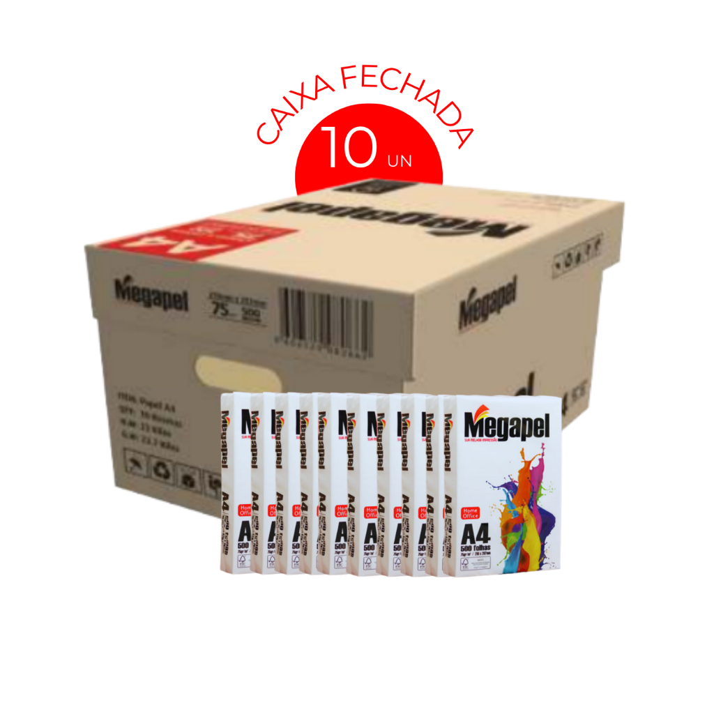 Caixa com  10 Unidades Papel Sulfite A4 75g em Oferta na Shopee