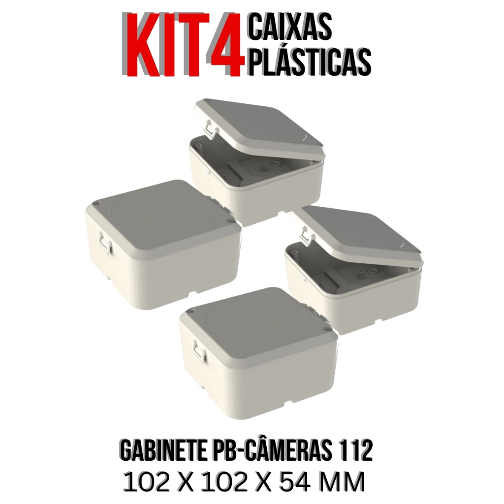 Kit 4 Caixa Plástica Gabinete Pb-Câmeras 112 Para Câmera De Segurança Alta Resistência 5014-K4