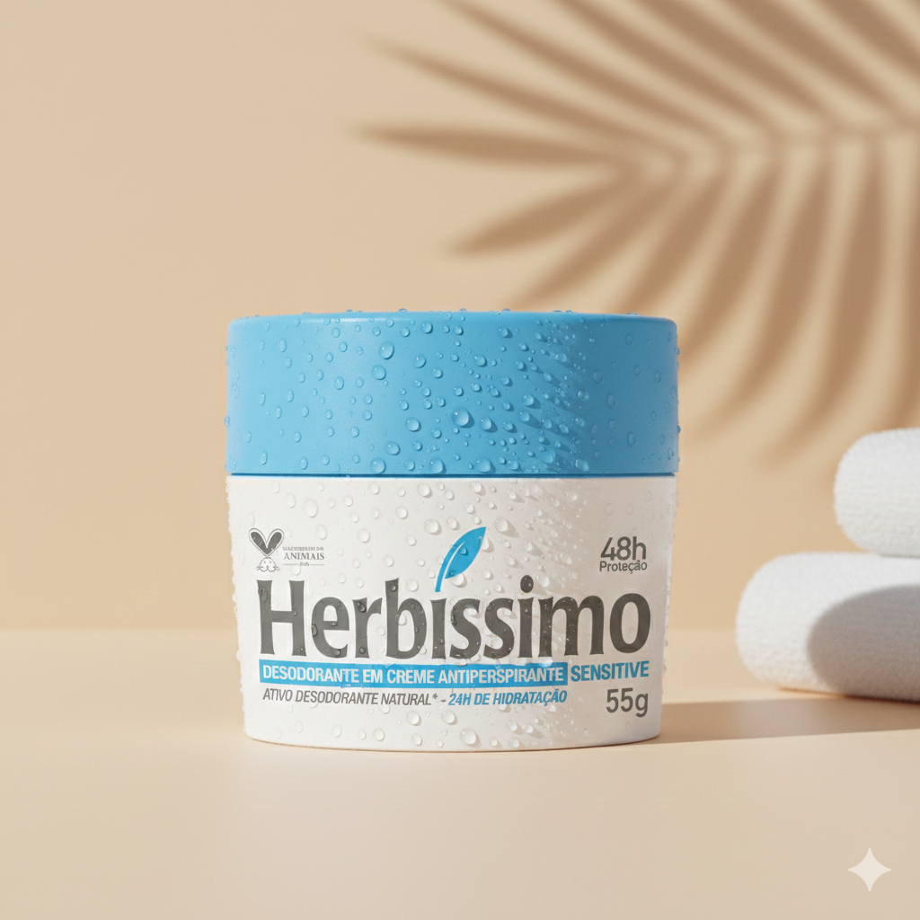 Desodorante Creme Antitranspirante Herbíssimo Sensitive 55G em Oferta na Shopee
