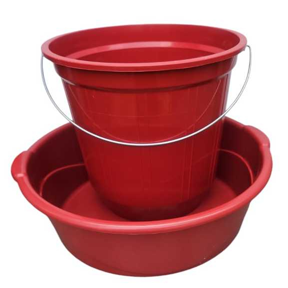 Balde 7 Litros com Alça de Ferro+Bacia 6,5L Plástico Resistente Multiuso Cozinha Lavanderia Limpeza