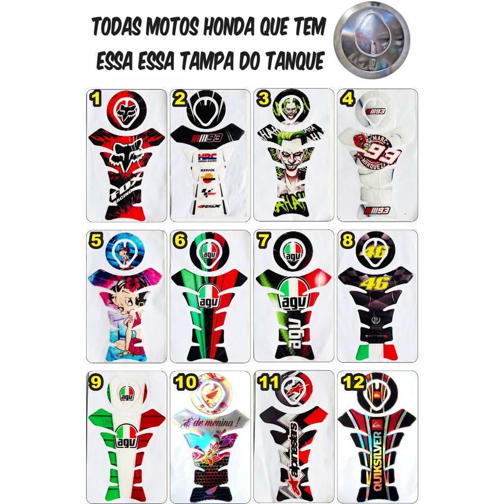 Protetor de tanque resinado ,Honda e Yamaha,+ de 100 modelos p/escolher, honda 125,150,160,250, 300 cc em Oferta na Shopee