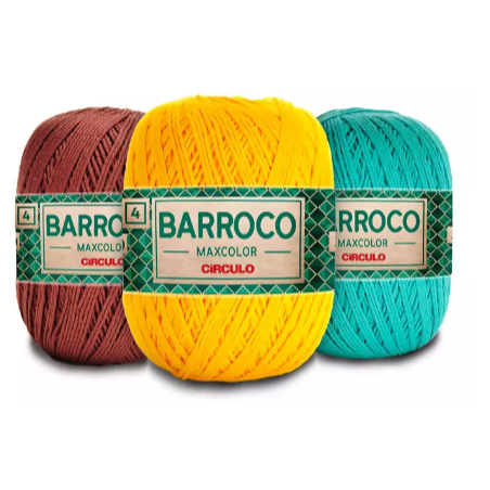 BARBANTE BARROCO MAXCOLOR FIO 4 - TODASA AS CORES - 200gr 338 Metros- Círculo em Oferta na Shopee