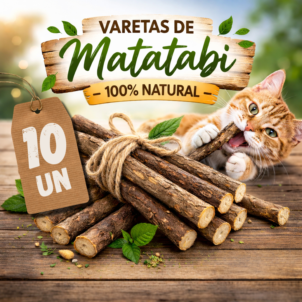 Vara Graveto Matatabi Catnip Natural para Gatos e Roedores – 100% Natural e Orgânico - 10 unidades